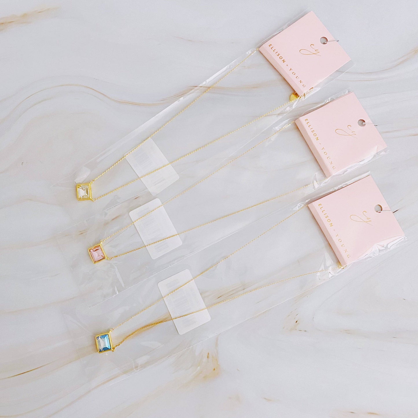 Sweet Square Pendant Necklace: Princess Pink