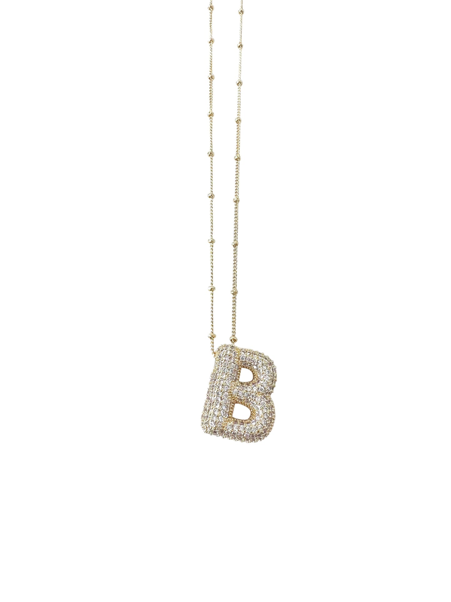 Bubble Pave Initial Necklace GOLD