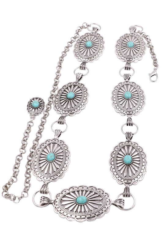 Western Concho Belt Turquoise