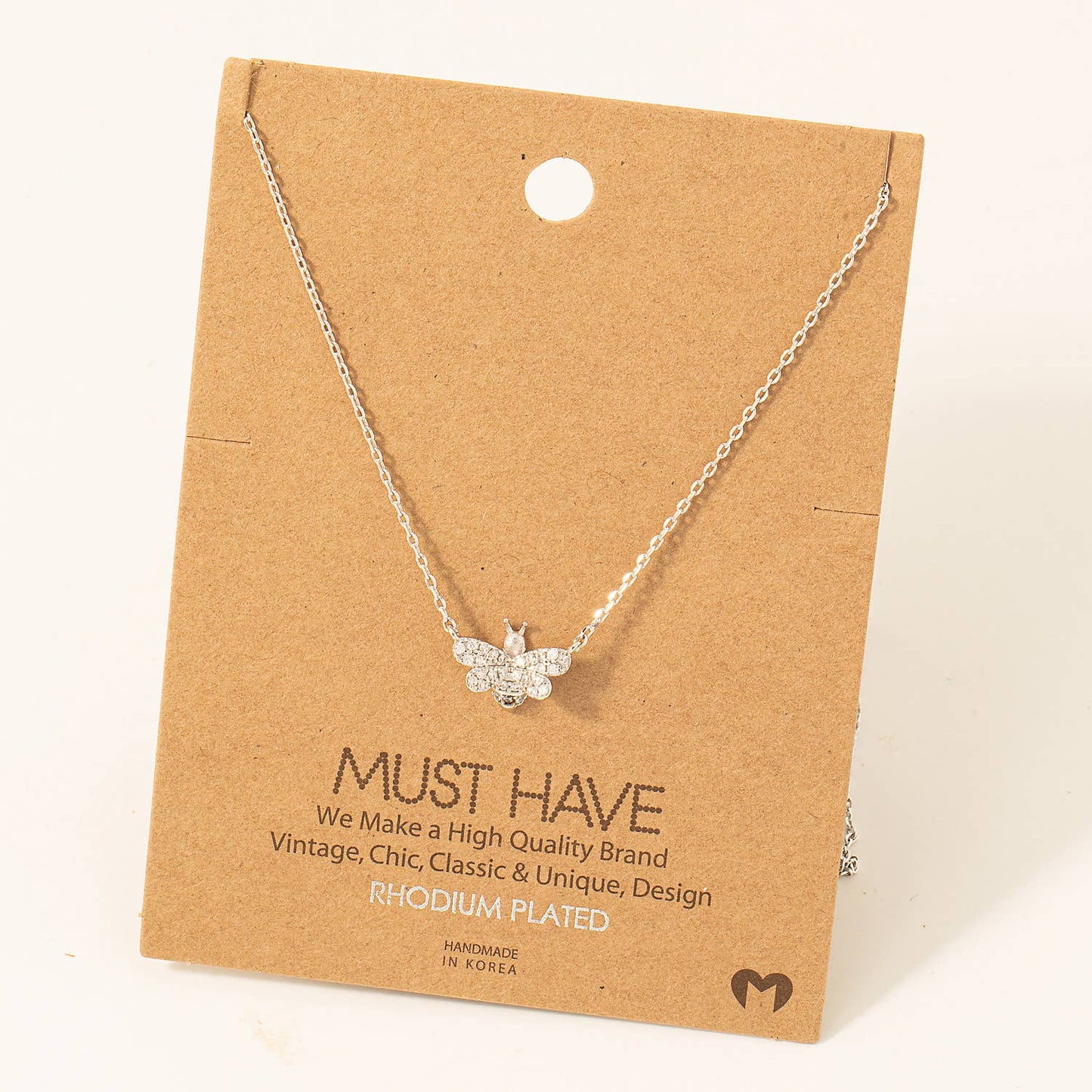 Pave Bee Pendant Necklace: G