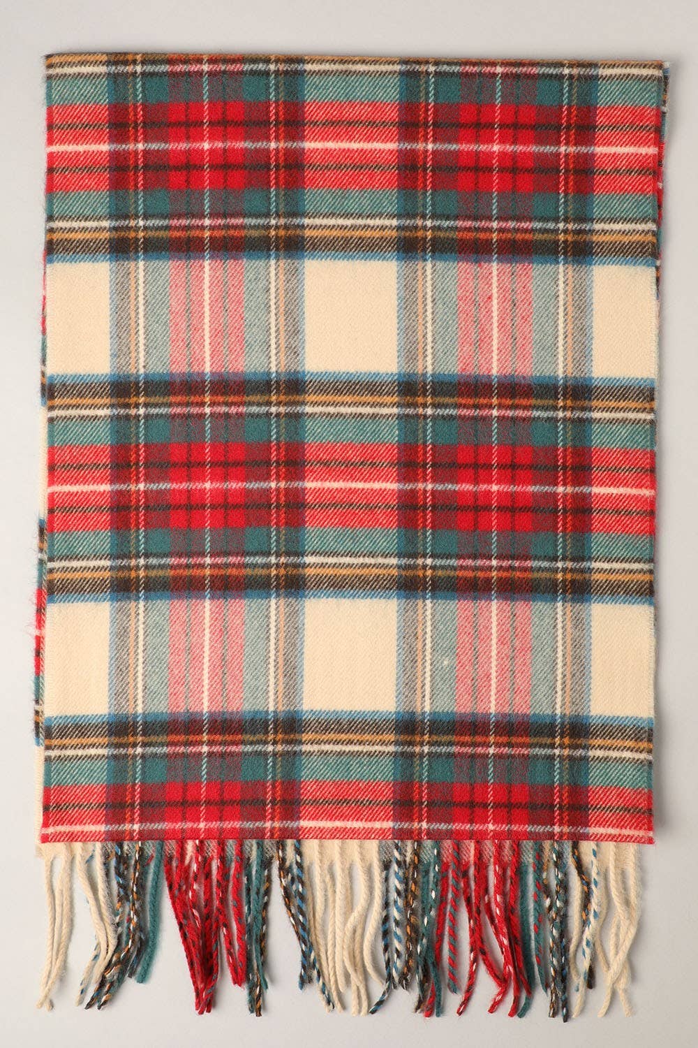 Softer Than Cashmere Tartan Plaid Muffler Scarf- ivory