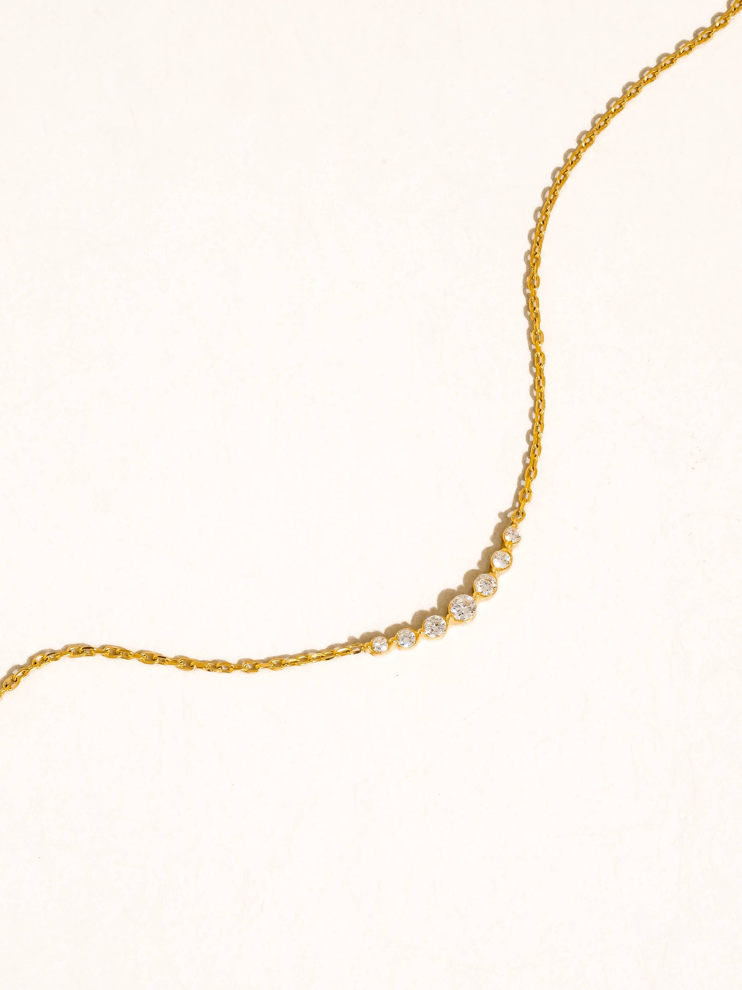 Remmi 18K Gold Non-Tarnish Crystal Station Chain Necklace: Yellow Gold