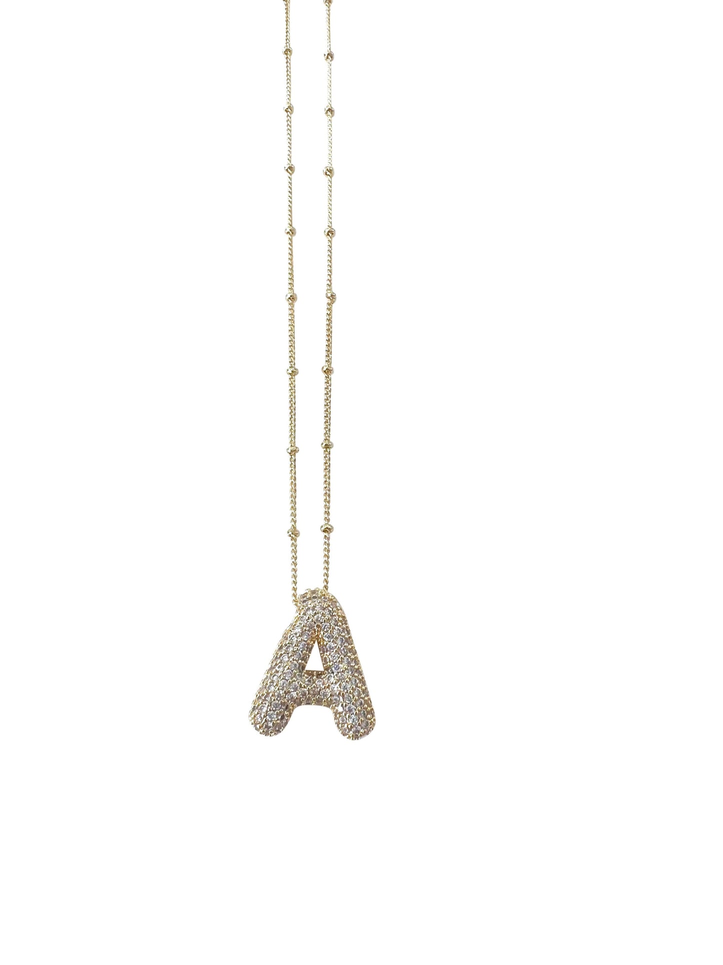Bubble Pave Initial Necklace GOLD