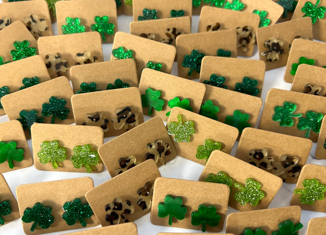 π OMG! Shamrock Acrylic Stud Earrings π