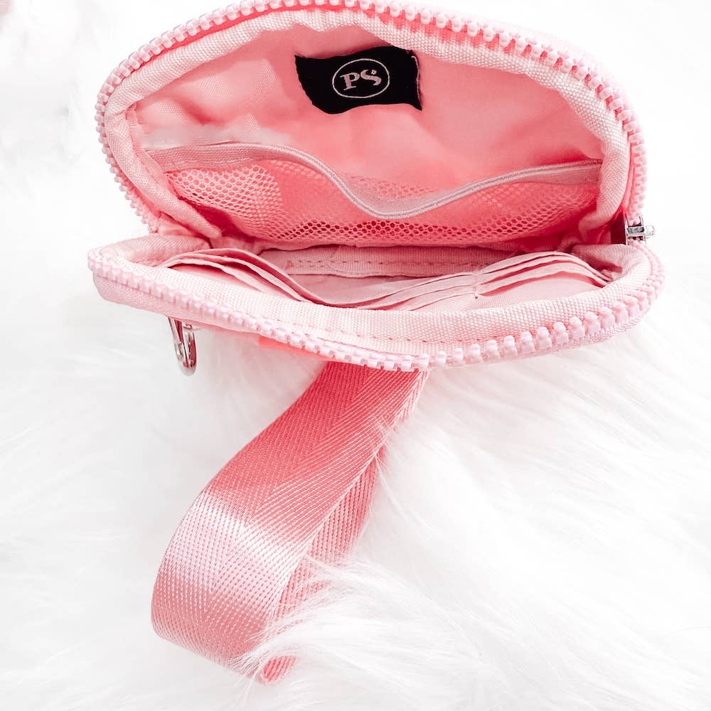 Nelly Nylon Card Wallet Wristlet: Watermelon Pink