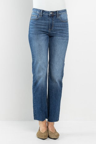 Sneak Peek Straight Leg Jeans Scissor Cut Hem