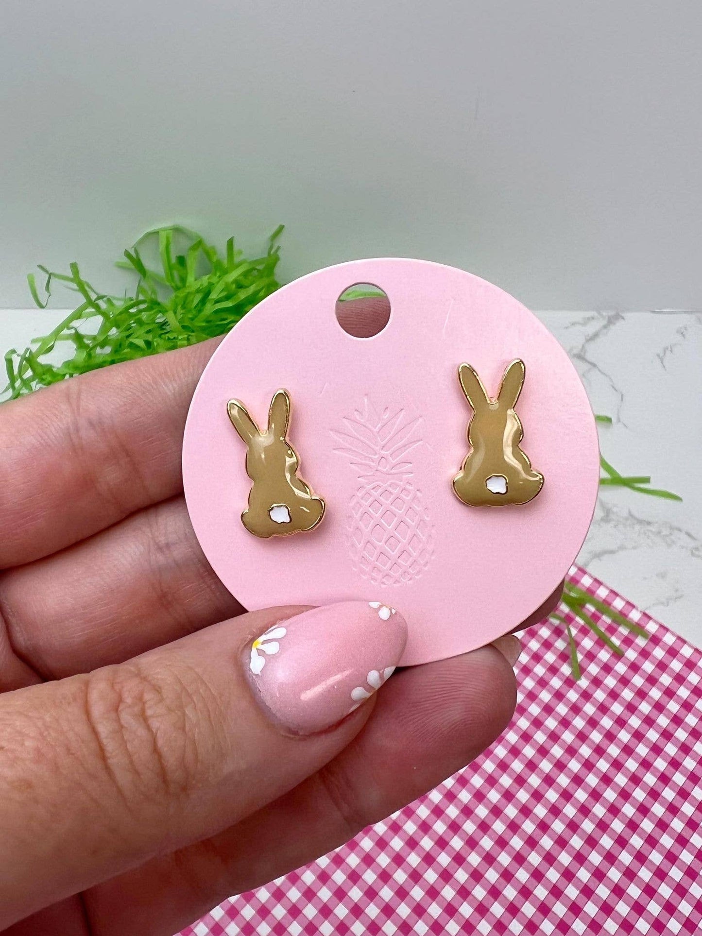 Bunny Enamel Signature Stud Earrings: Gray