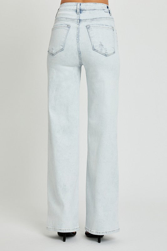 Risen High Rise Wide Leg Jeans
