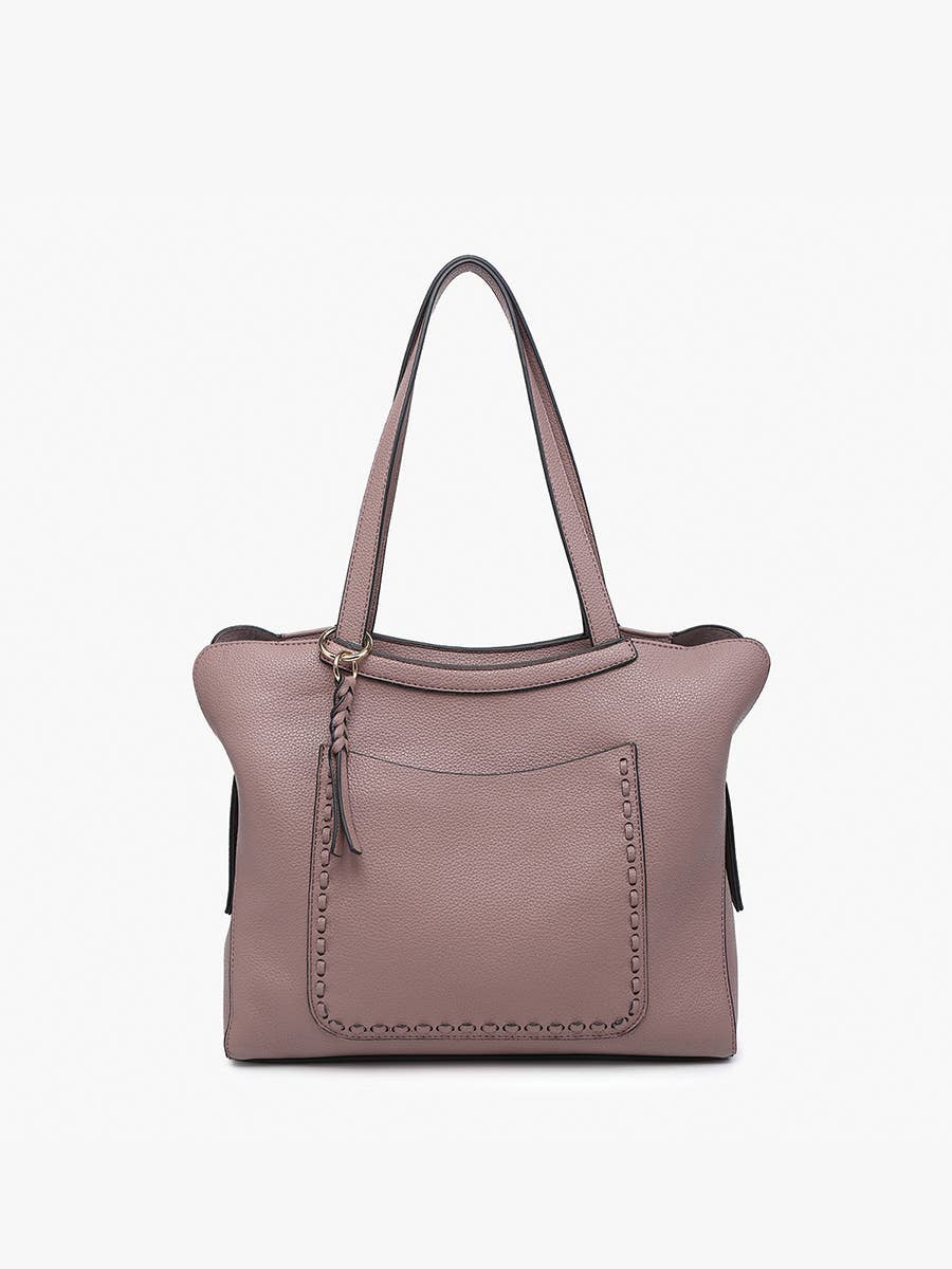 Hunter Pocket-Front Distressed Tote: Dark Mauve