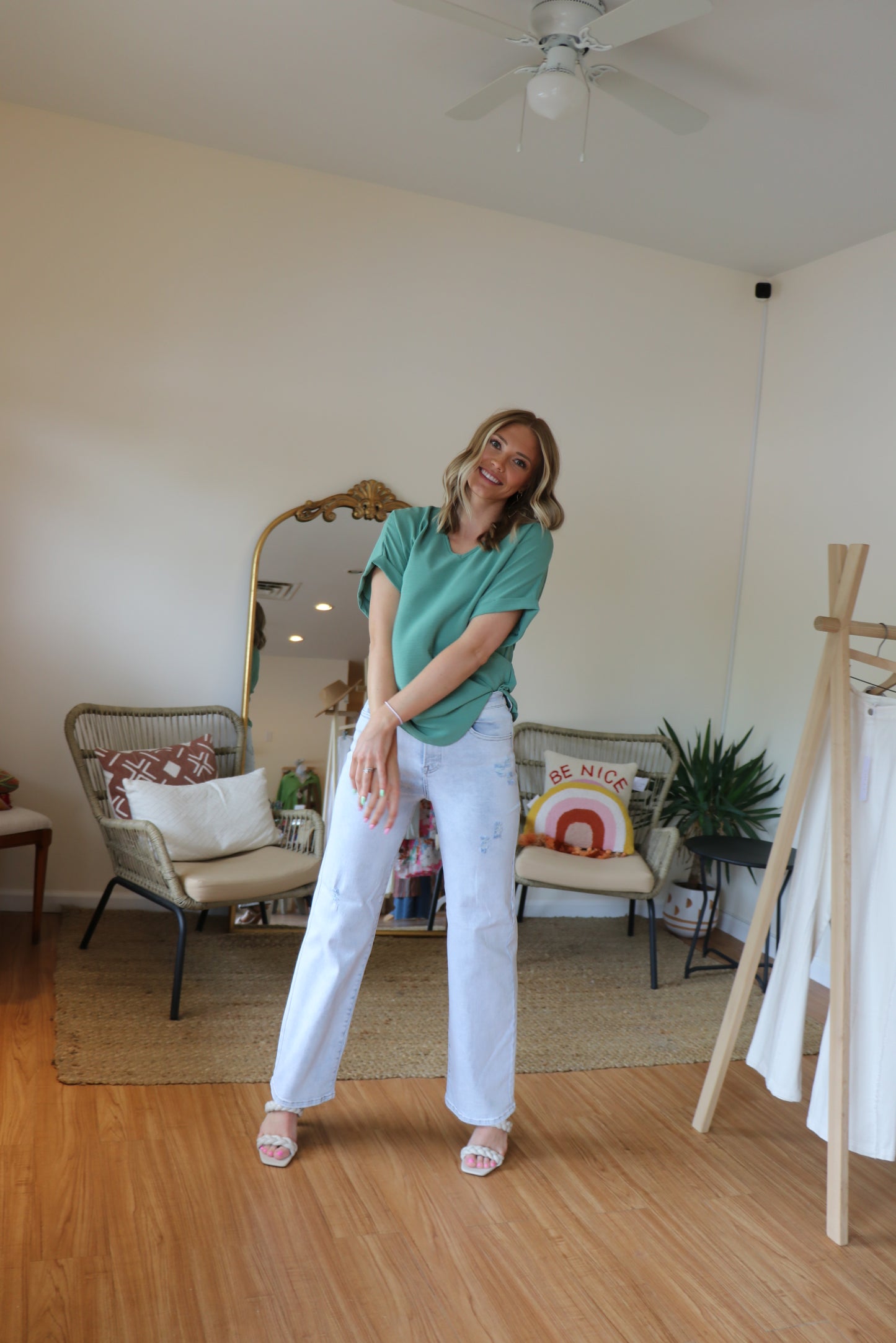 Risen High Rise Wide Leg Jeans