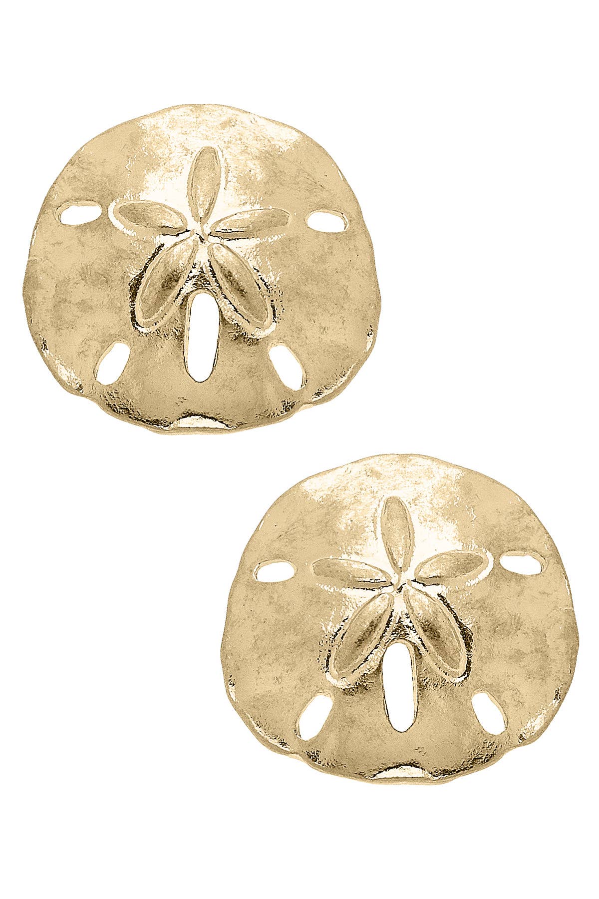 Morgana Sand Dollar Stud Earrings in Shiny Gold