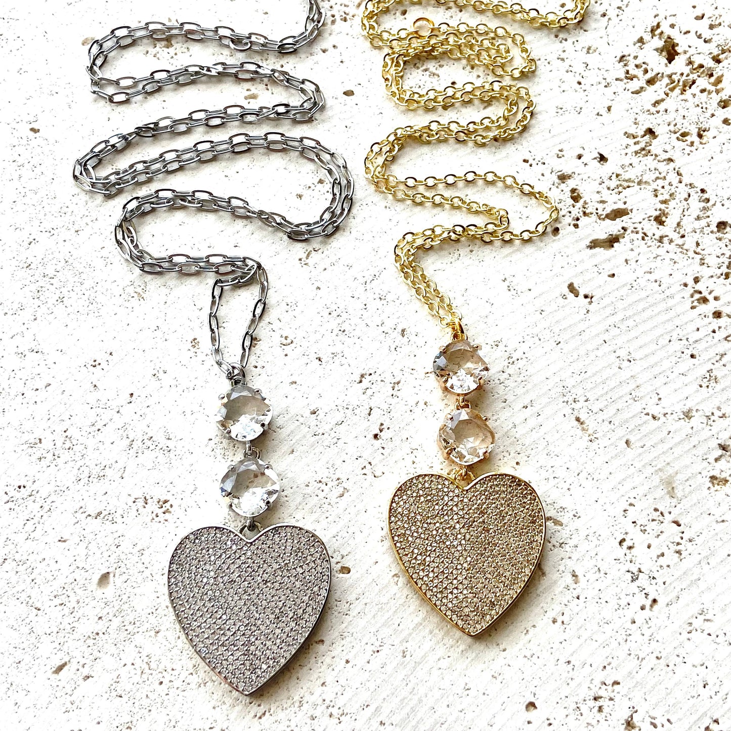 Crystal heart necklace valentine jewelry boutique gift: Gold