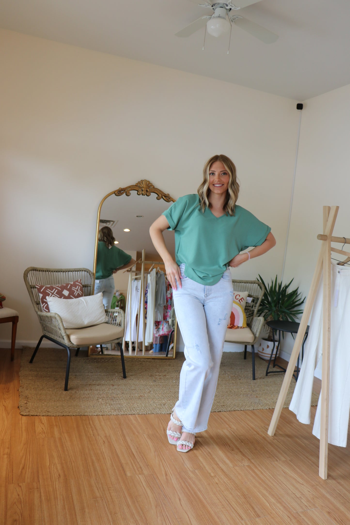 Risen High Rise Wide Leg Jeans