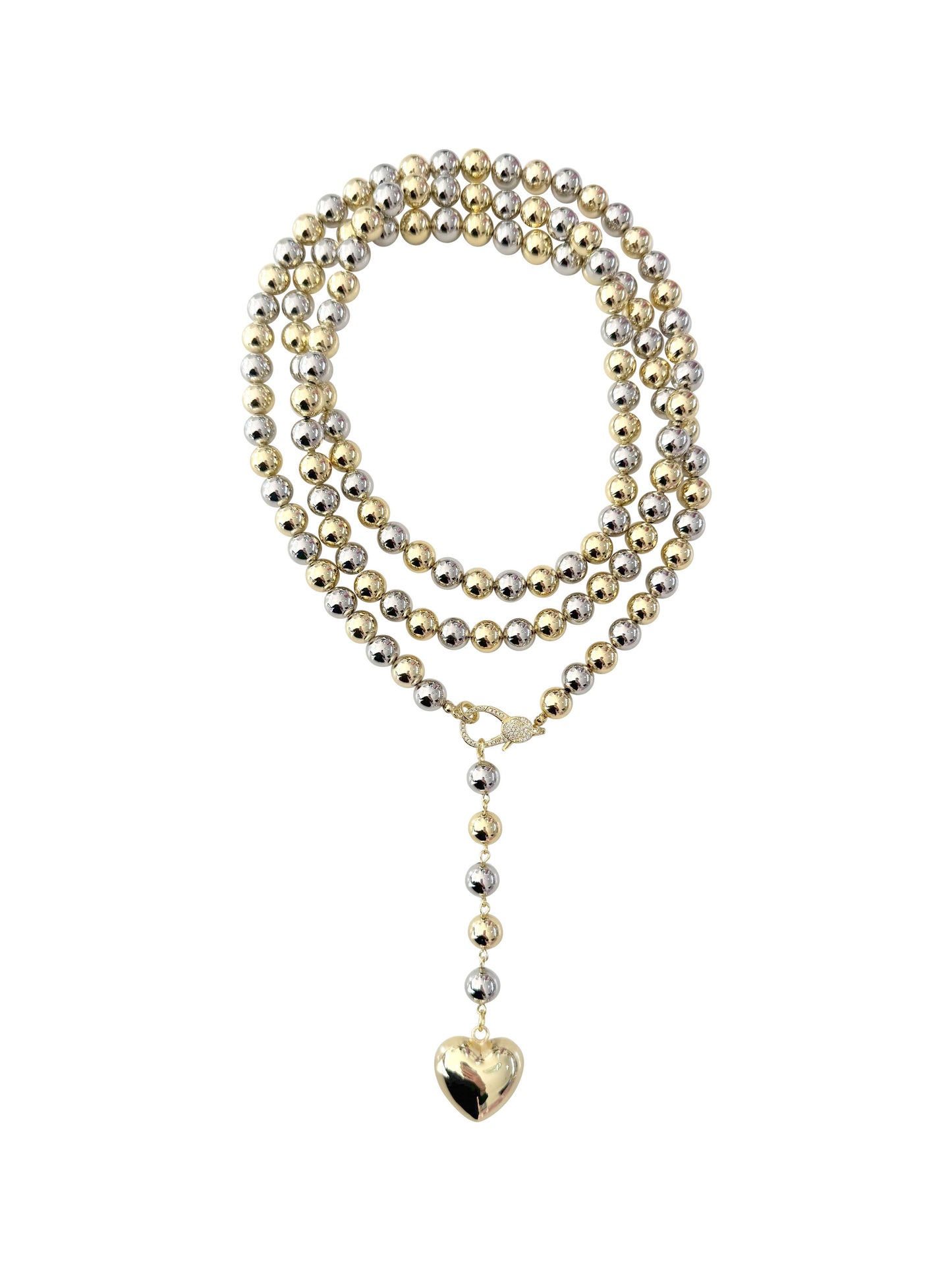 Elliot Beaded Wrap Heart Charm Necklace: Gold
