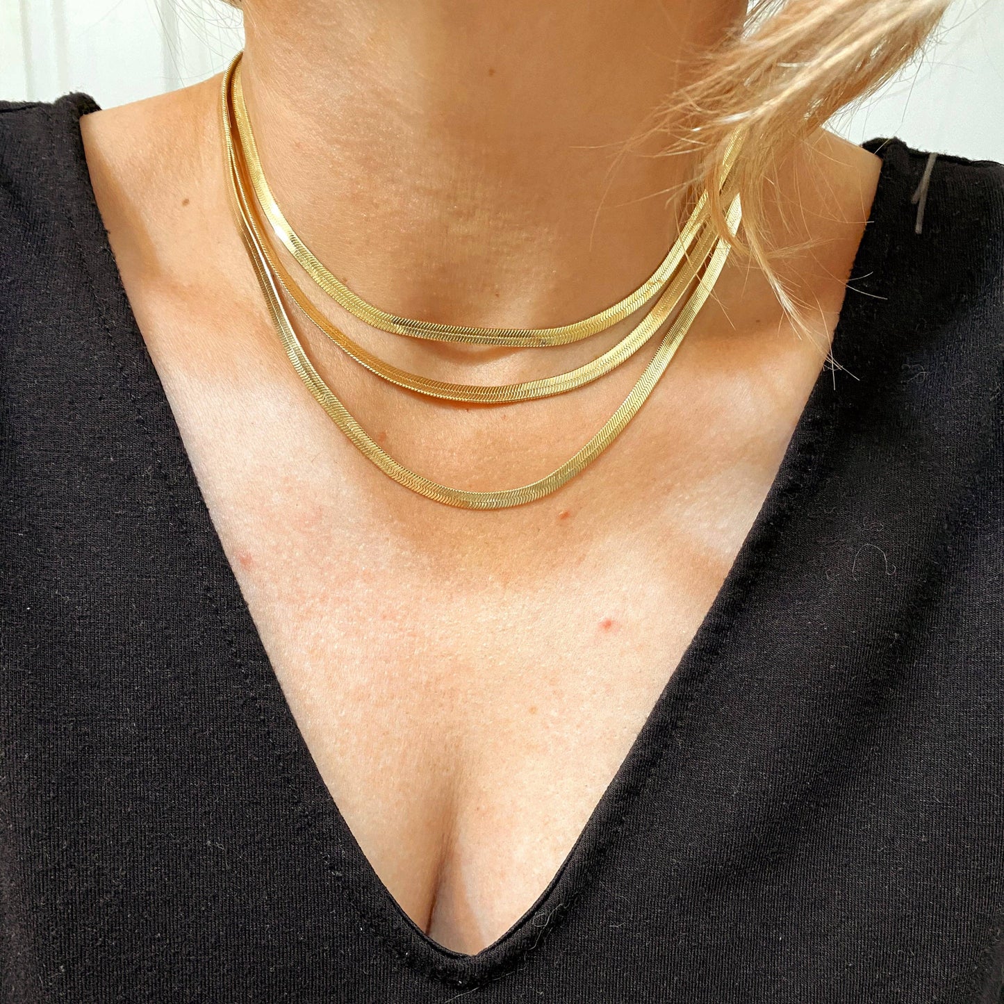 18k Gold Filled 4.0mm Thickness Herringbone Chain Necklace : 18 inches