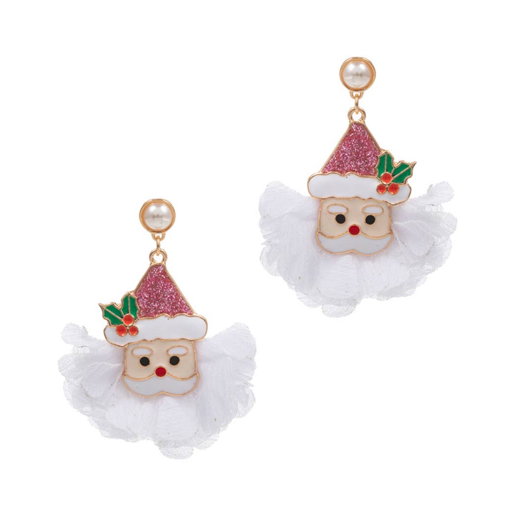 Lace Beard Santa Post Earrings