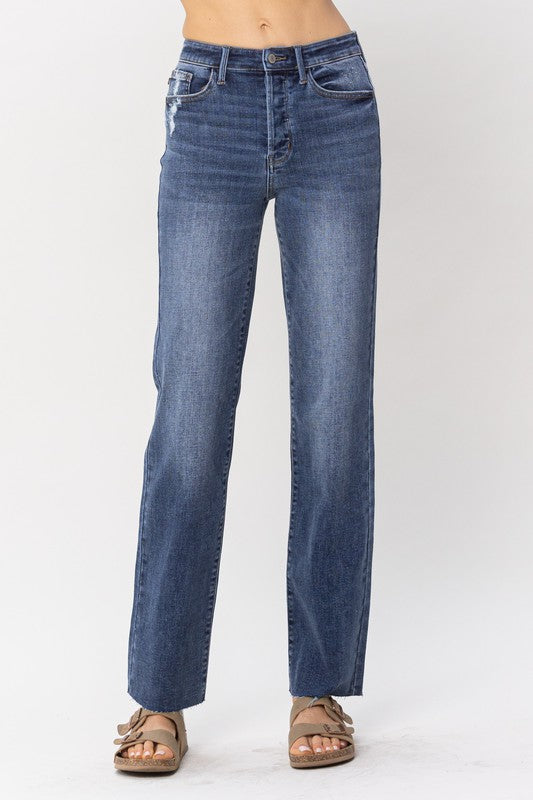 Judy Blue High Waist Hidden Button-Fly Straight Jeans