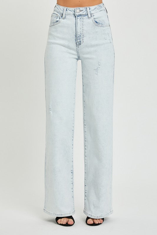 Risen High Rise Wide Leg Jeans