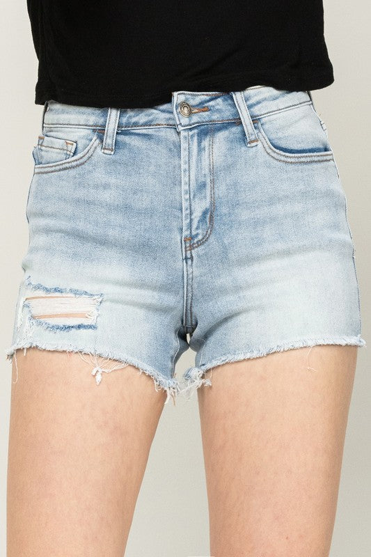 Vervet High Rise Raw Hem Shorts