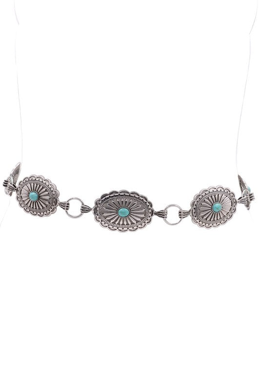Western Concho Belt Turquoise