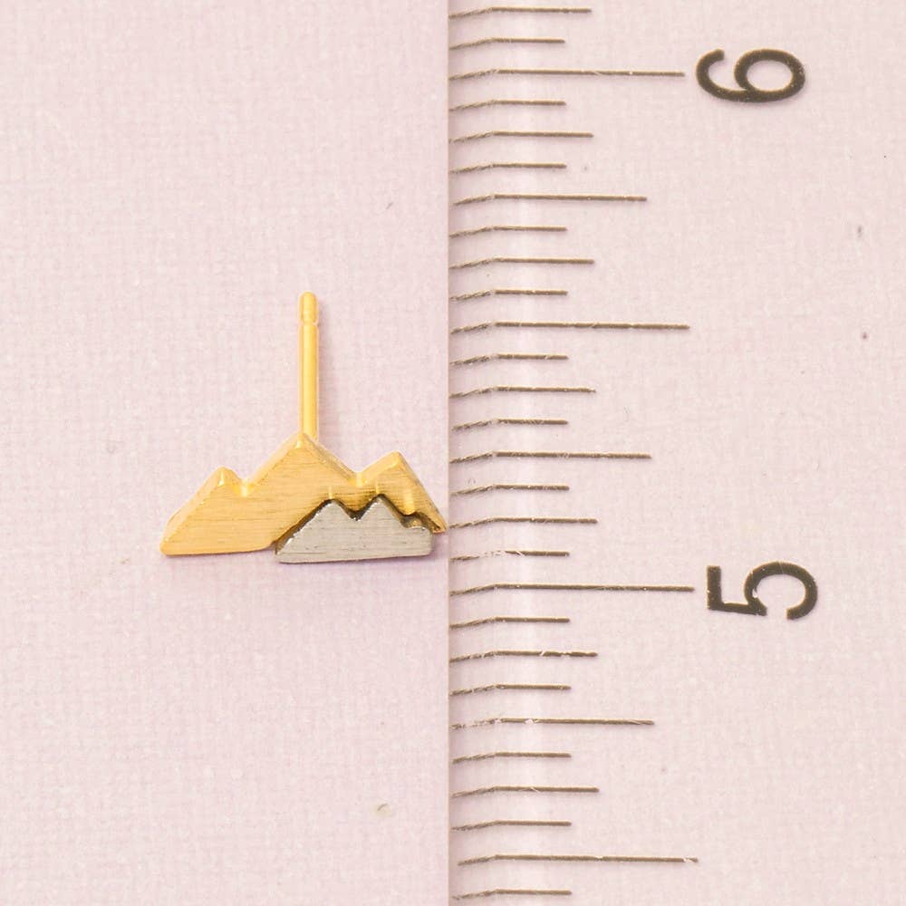 Two Toned Mountain Stud Earrings: S