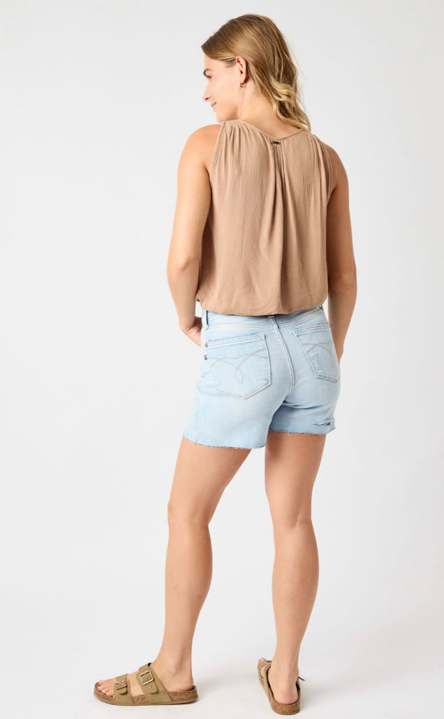 Judy Blue Hight Waist Denim Shorts with Distress in the Back