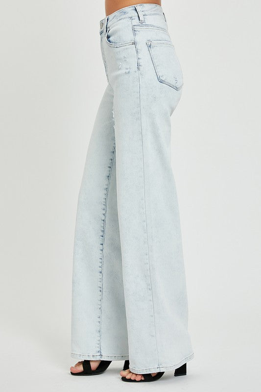 Risen High Rise Wide Leg Jeans