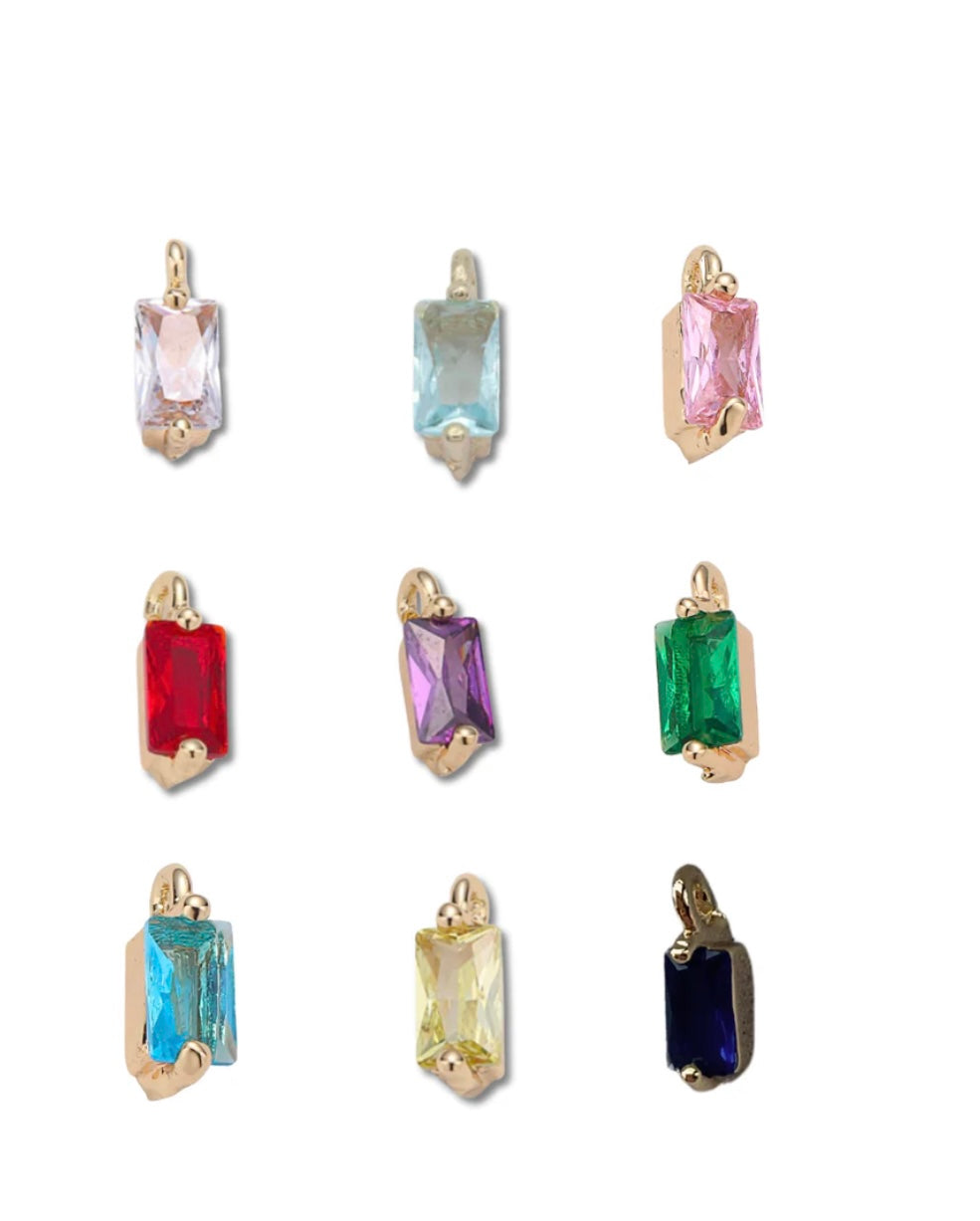 Initial Bar Stone Charms