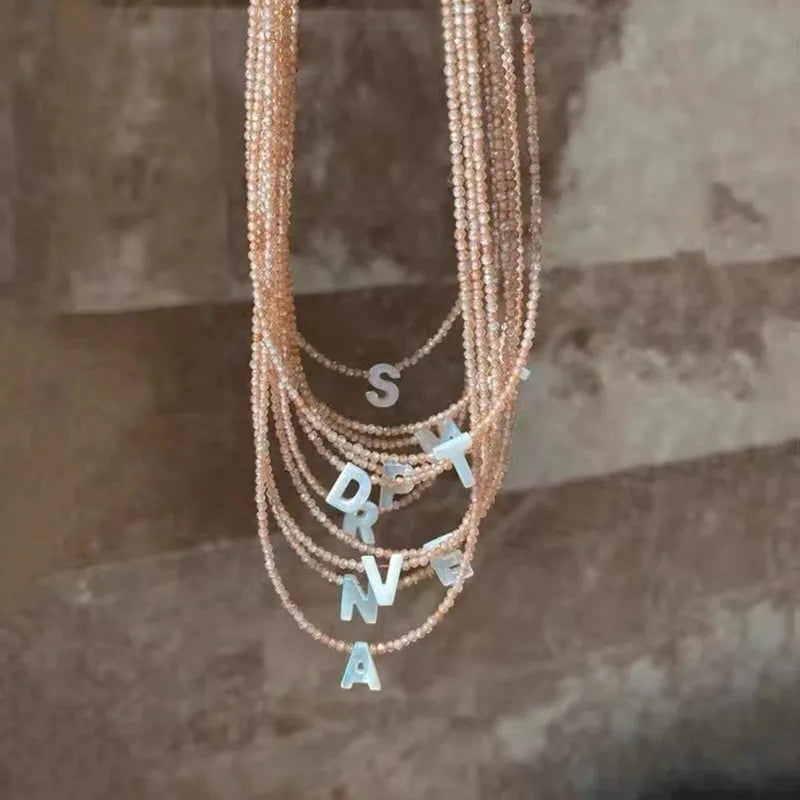 Beaded Shell Initial Necklace