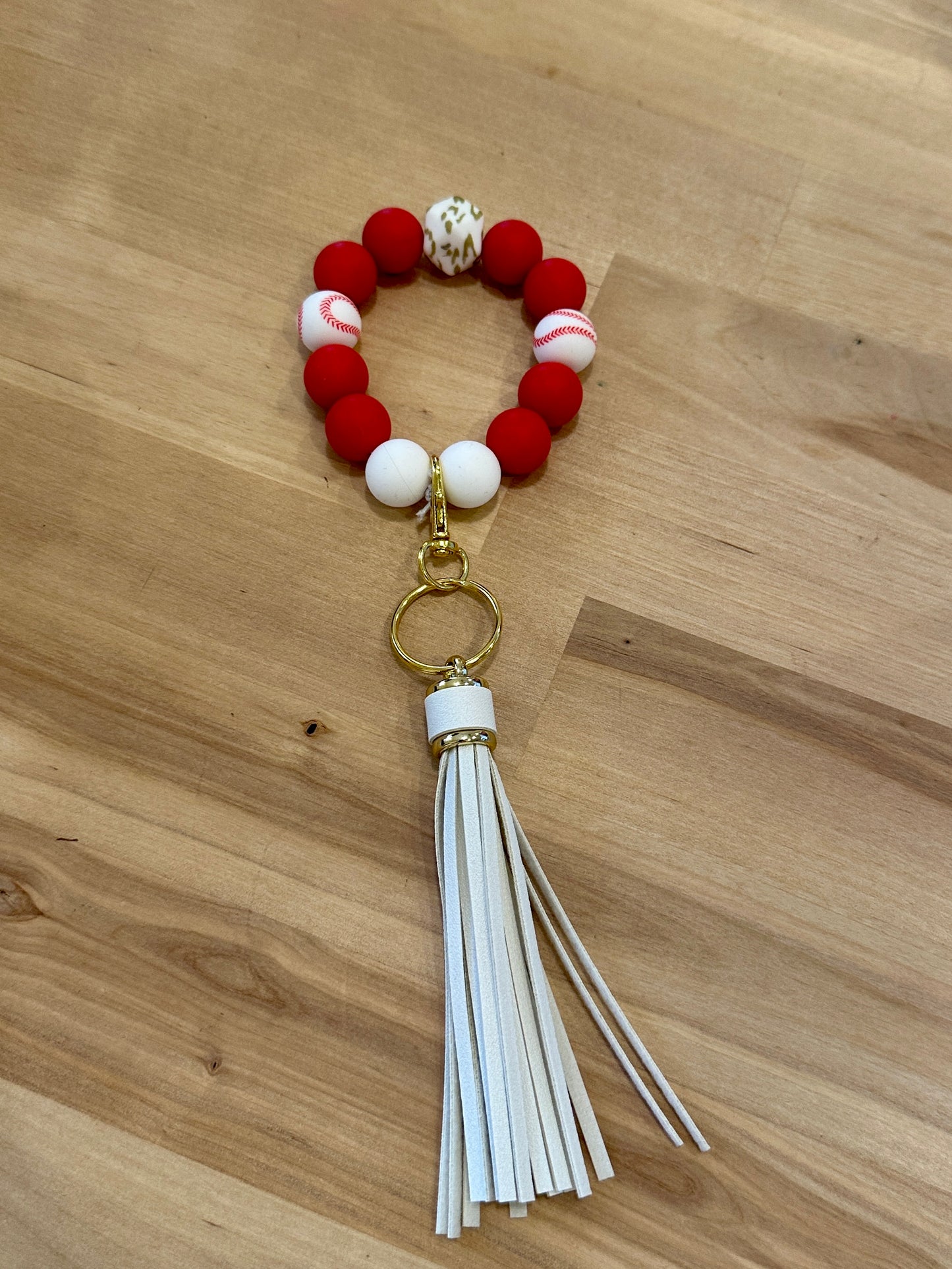 Red Baseball Keychain Bracelet