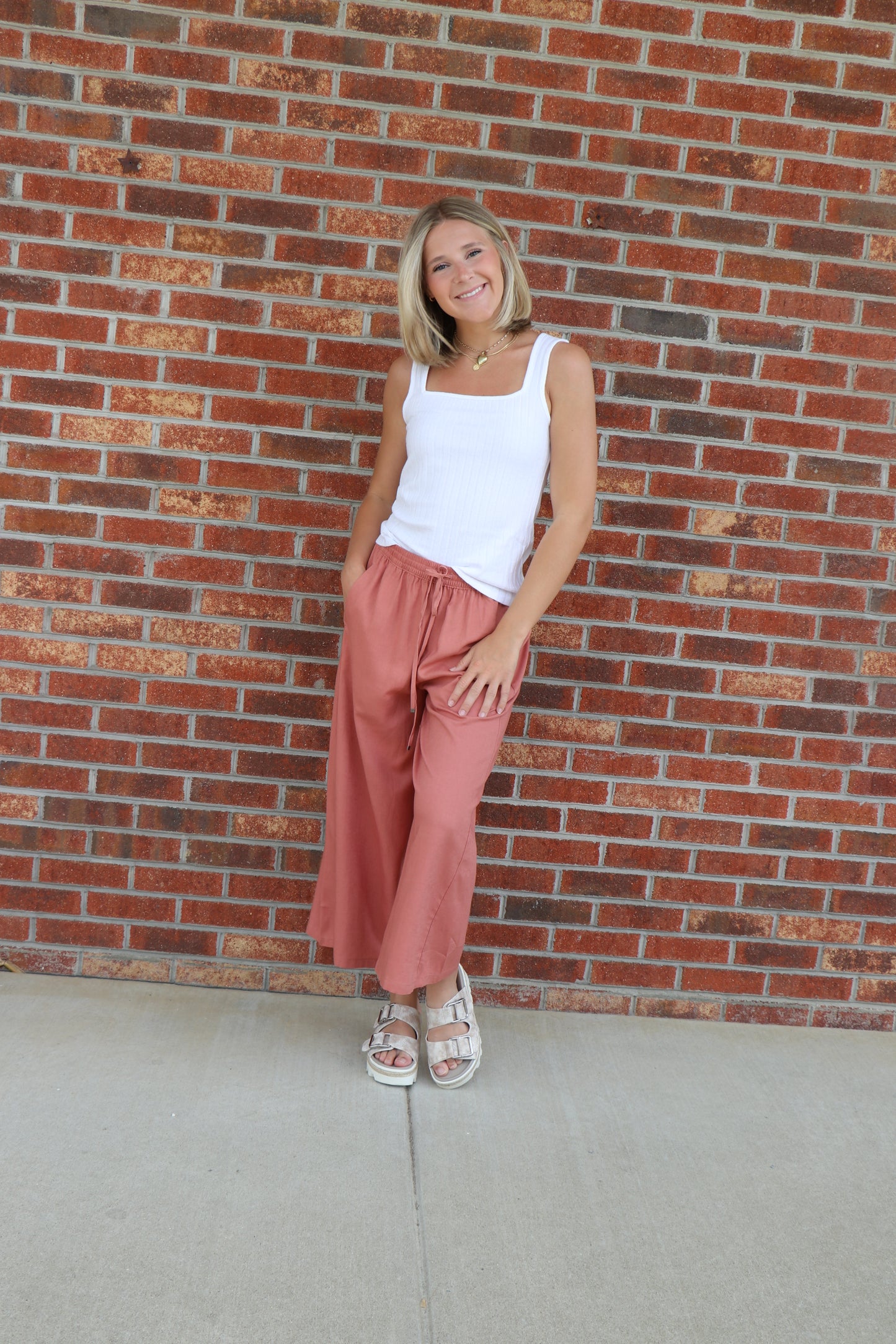 Ribbed Square Neck Tank Top
