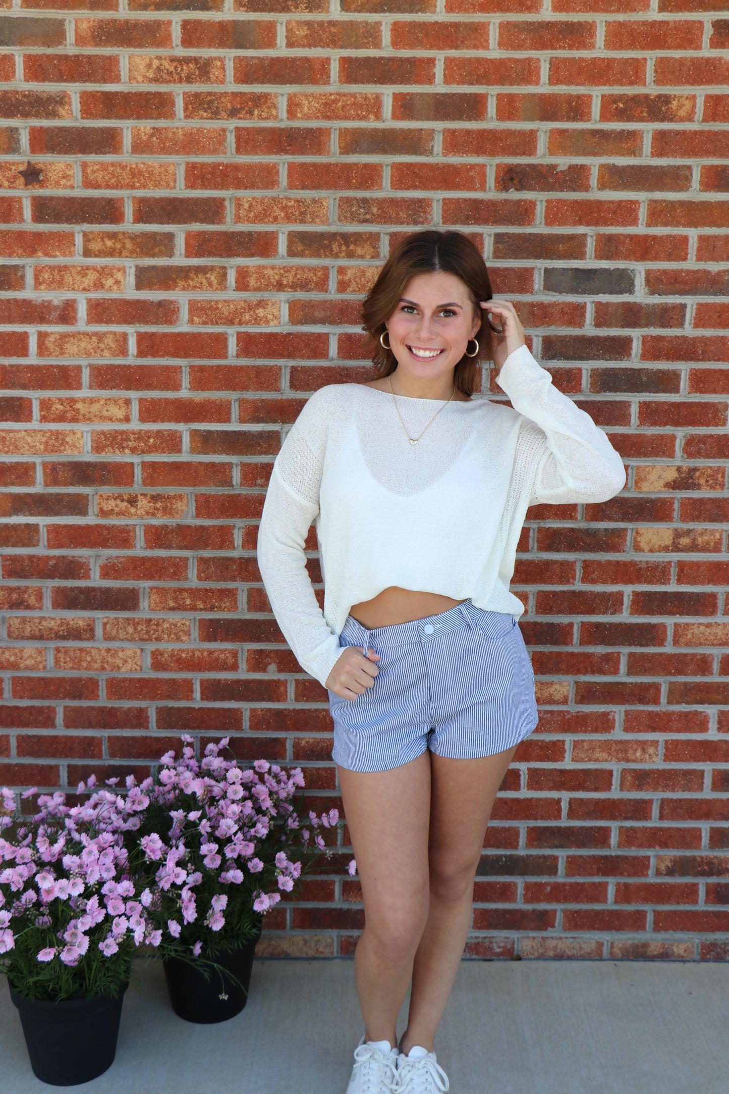 Navy Striped Shorts