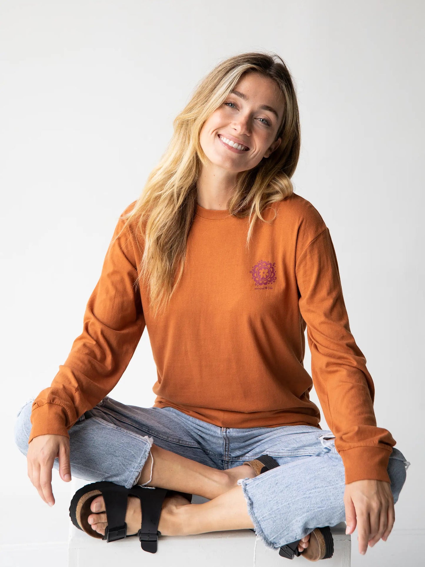 Natural Life Long Sleeve Cotton Comfy Tee Shirt - Stay Close