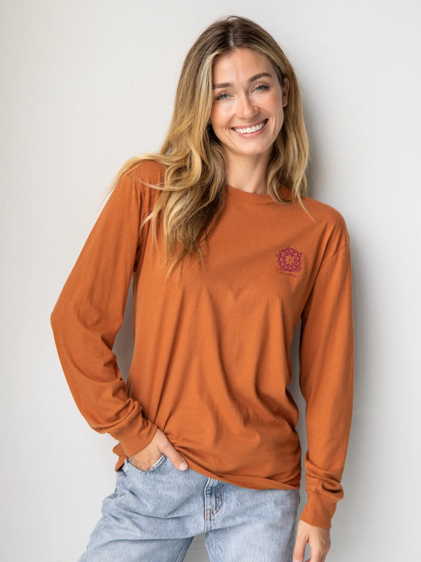 Natural Life Long Sleeve Cotton Comfy Tee Shirt - Stay Close