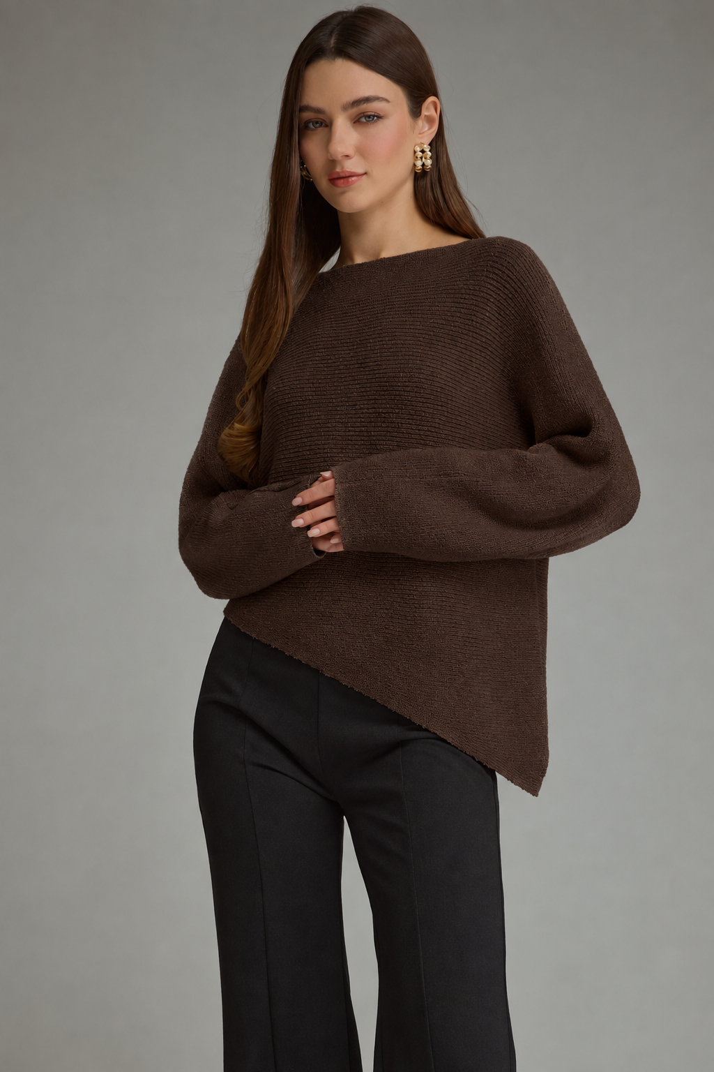 Mocha On the Edge Knit Top