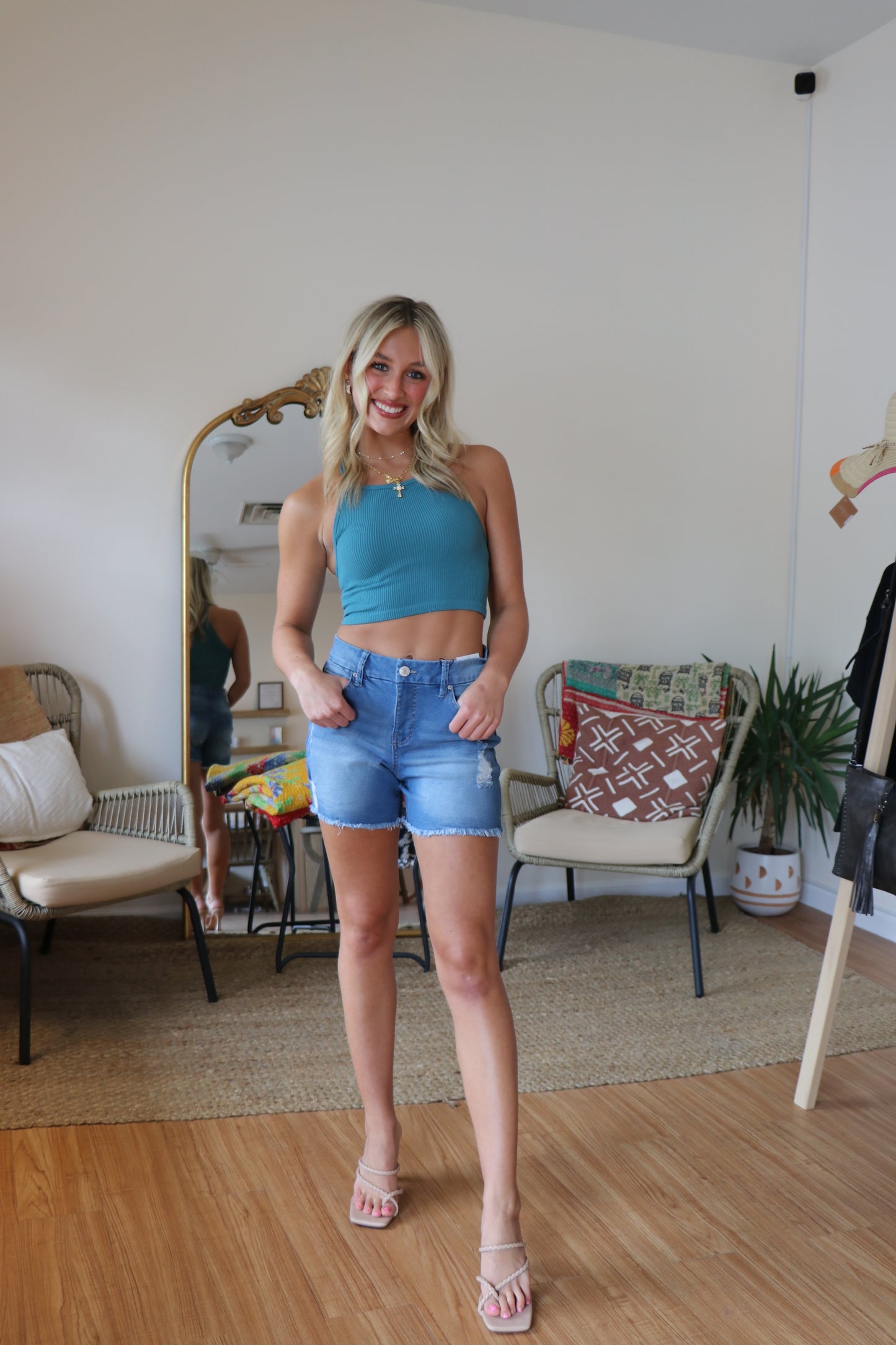 Missy High Rise Frayed Hem Shorts