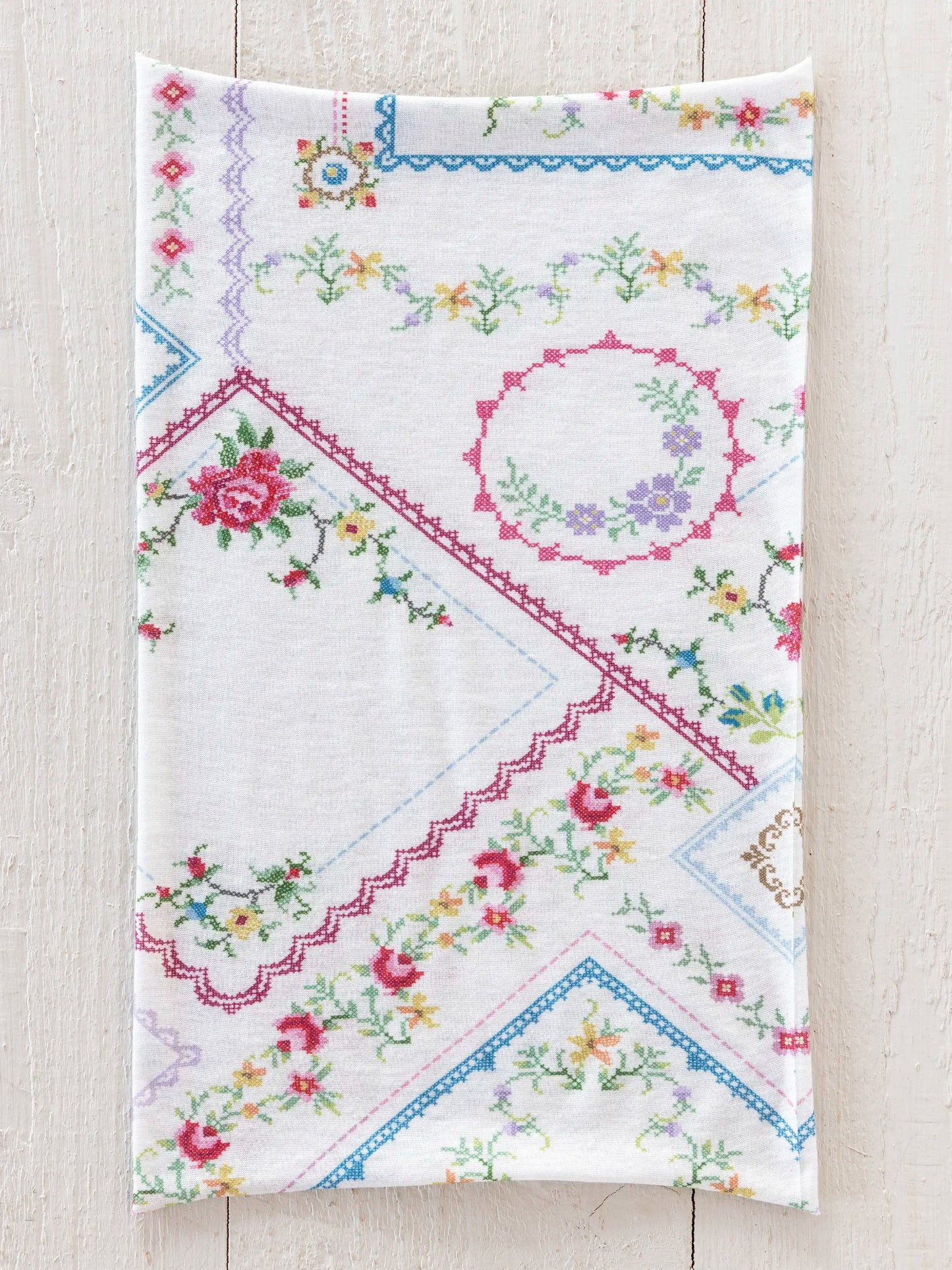 Natural Life Full Boho Bandeau® Headband - Heirloom Cross Stitch Ivory