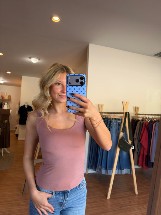The After Hours Scoop Neck Tank in Dark Mauve