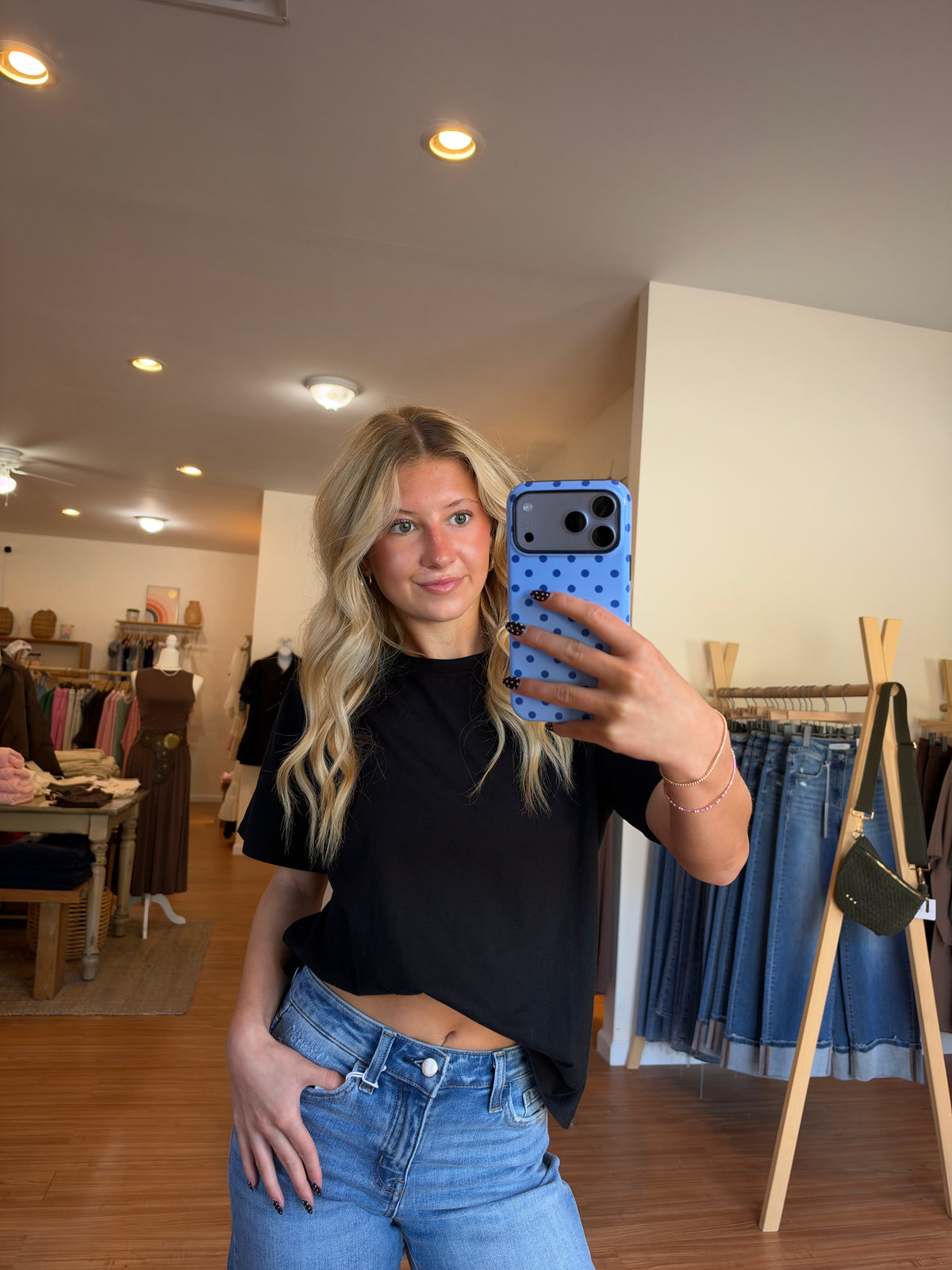 The Everyday Boxy Crop Tee in Black