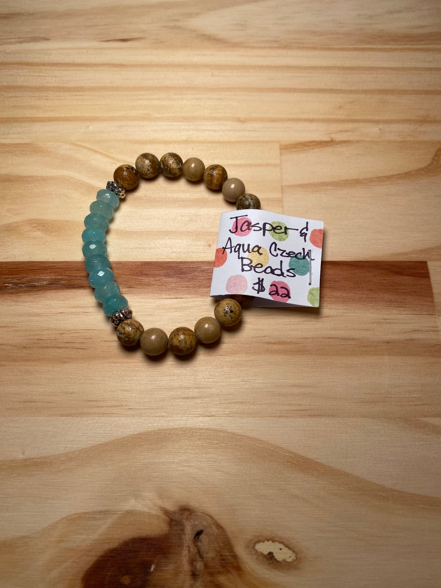 Brenda’s Jasper and Aqua Beaded Bracelet