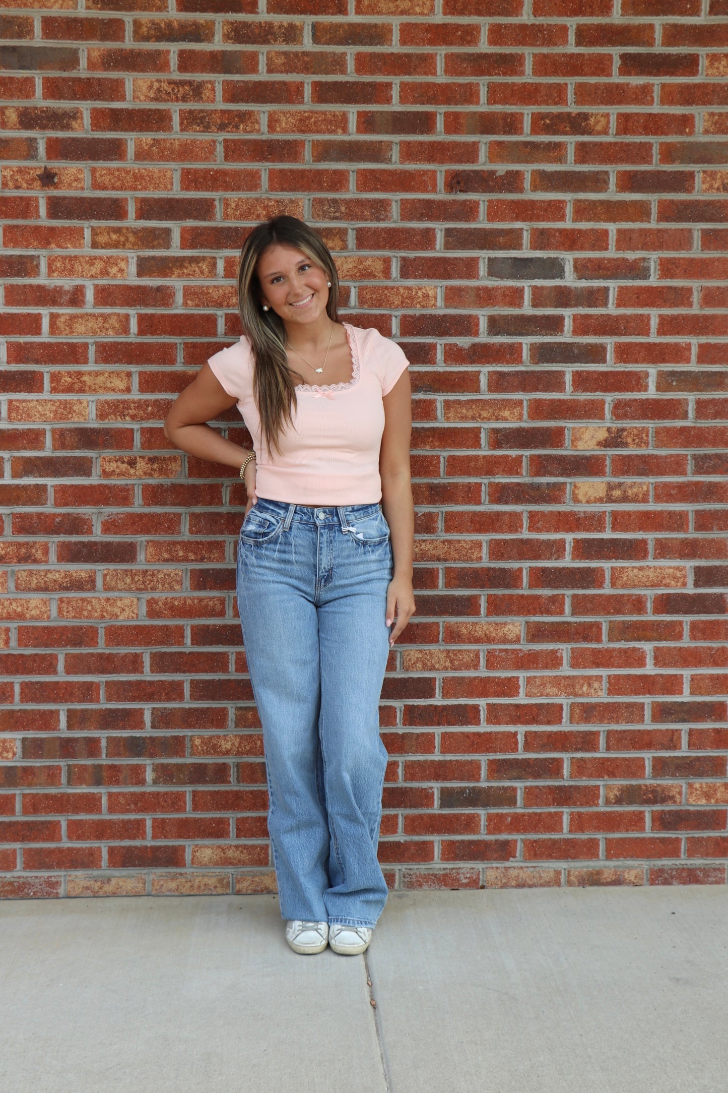 Blush Lace and Bow Top