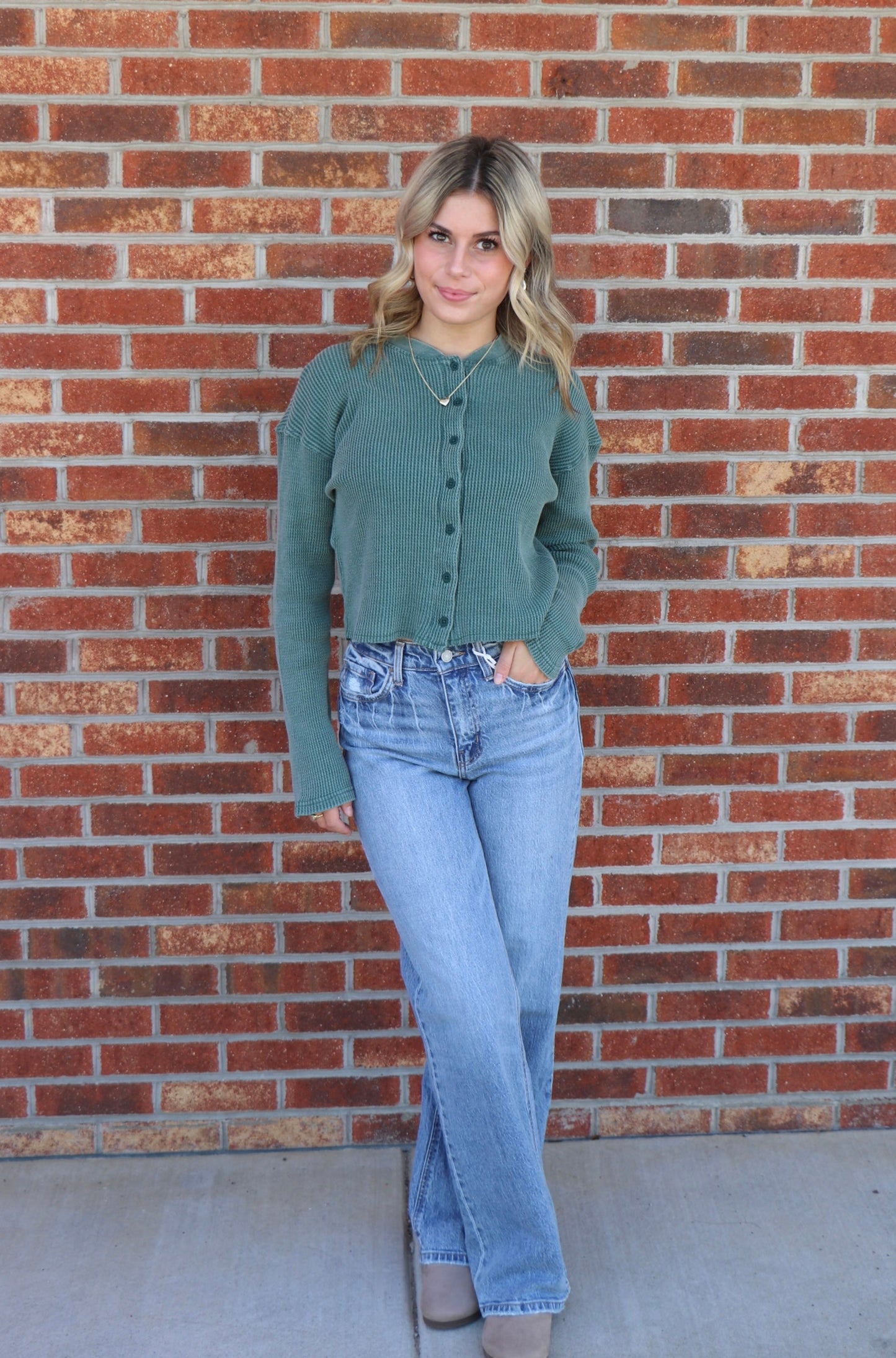 Deep Green Waffle Top