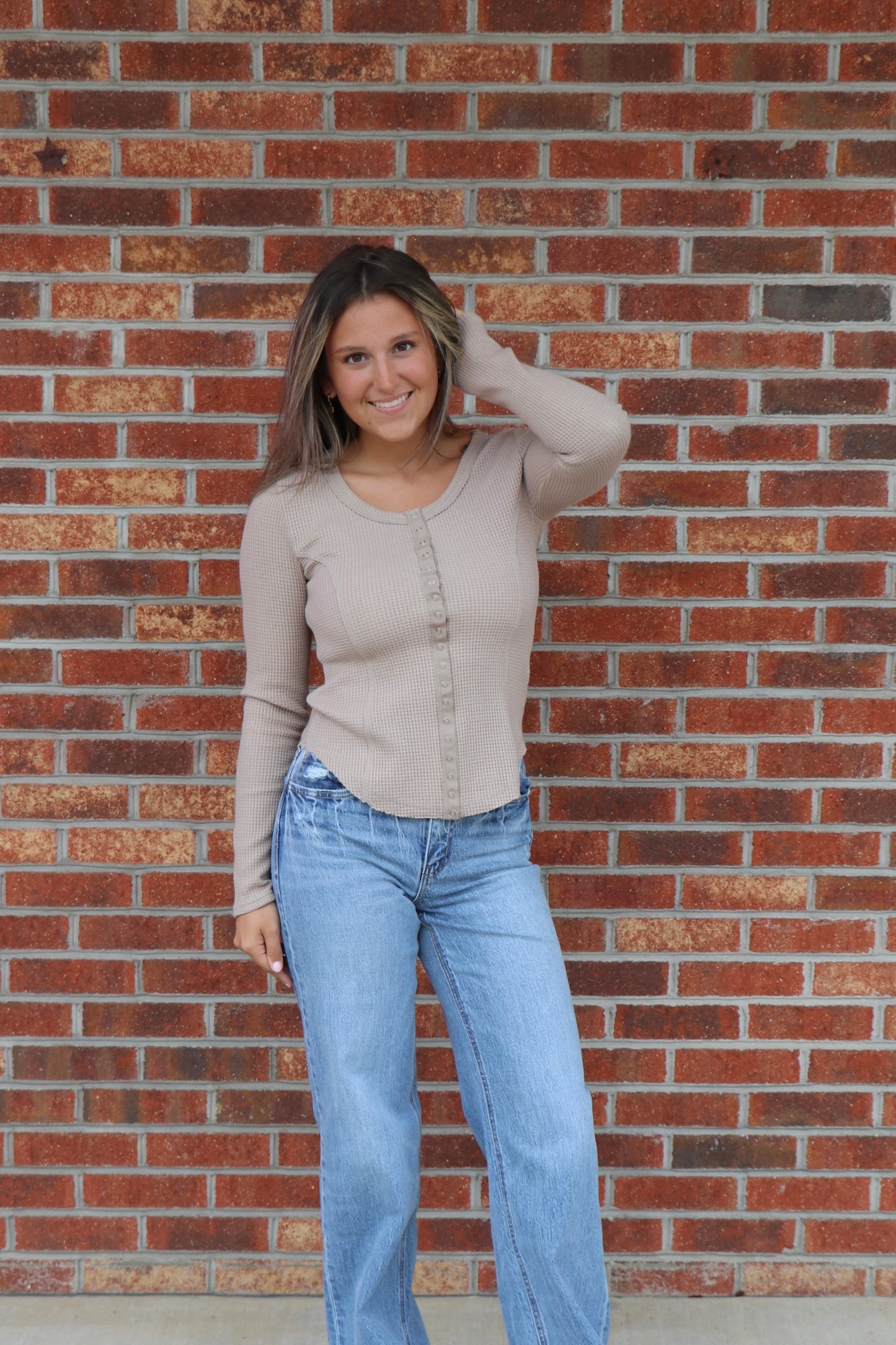 Mocha Button Down Top