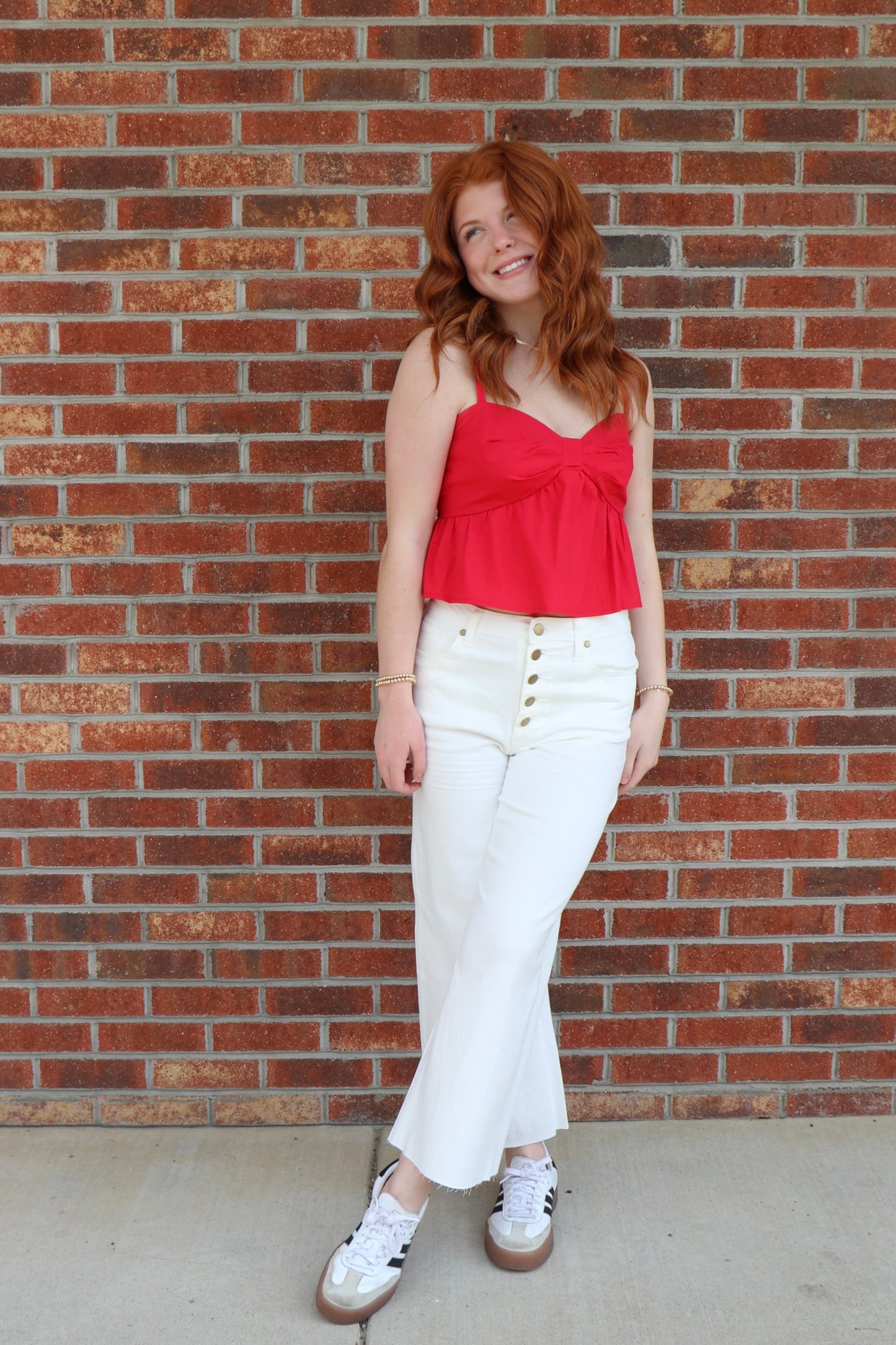 Red Poplin Top