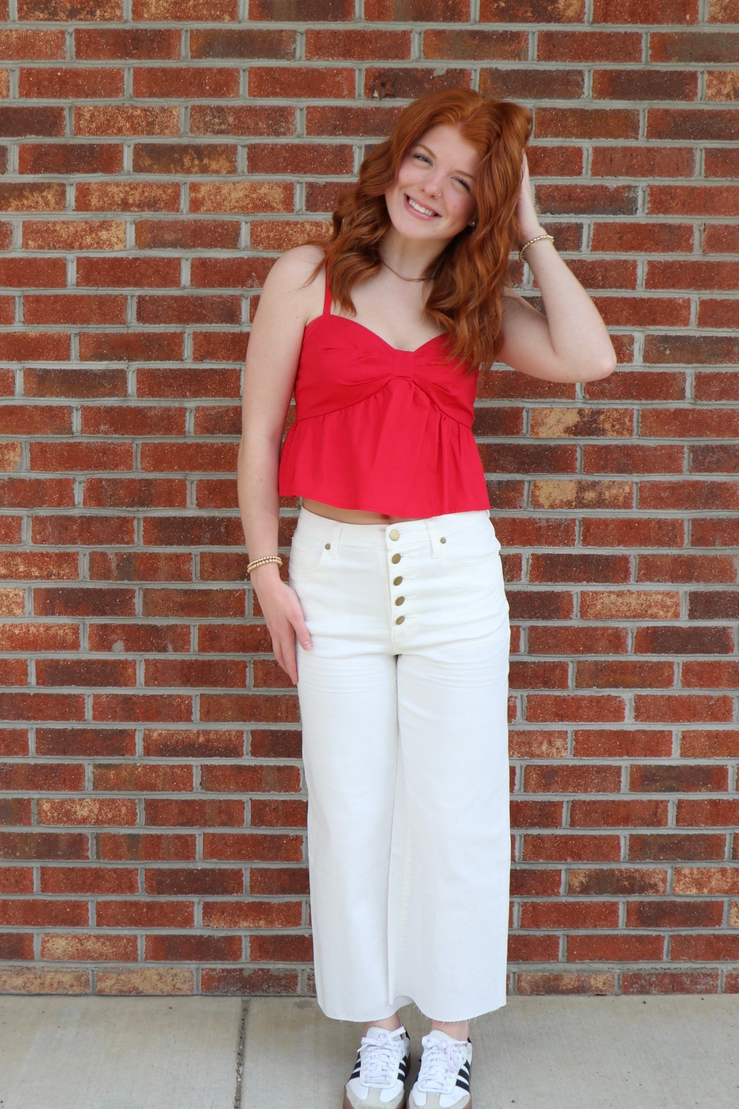 Red Poplin Top