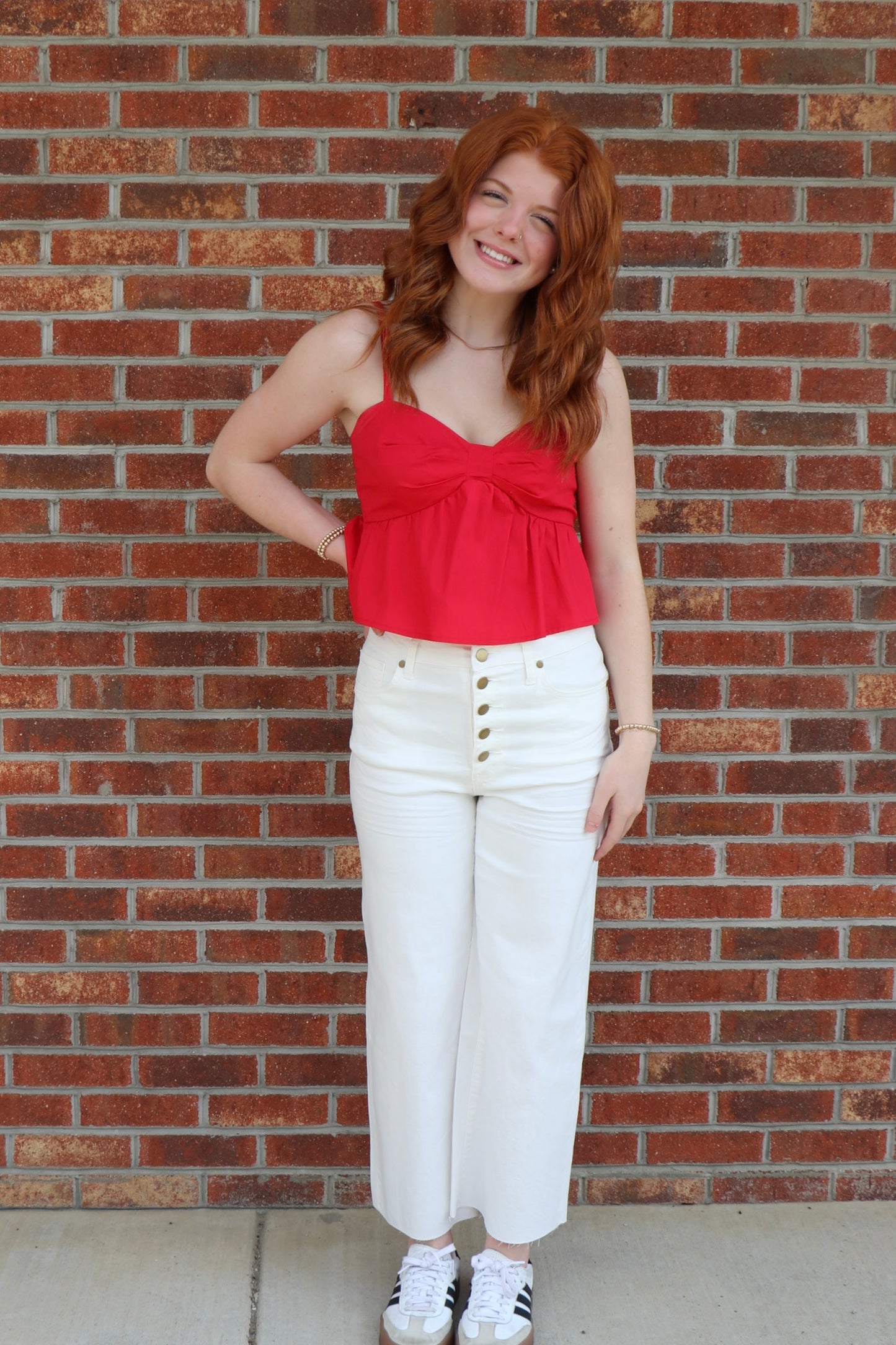 Red Poplin Top