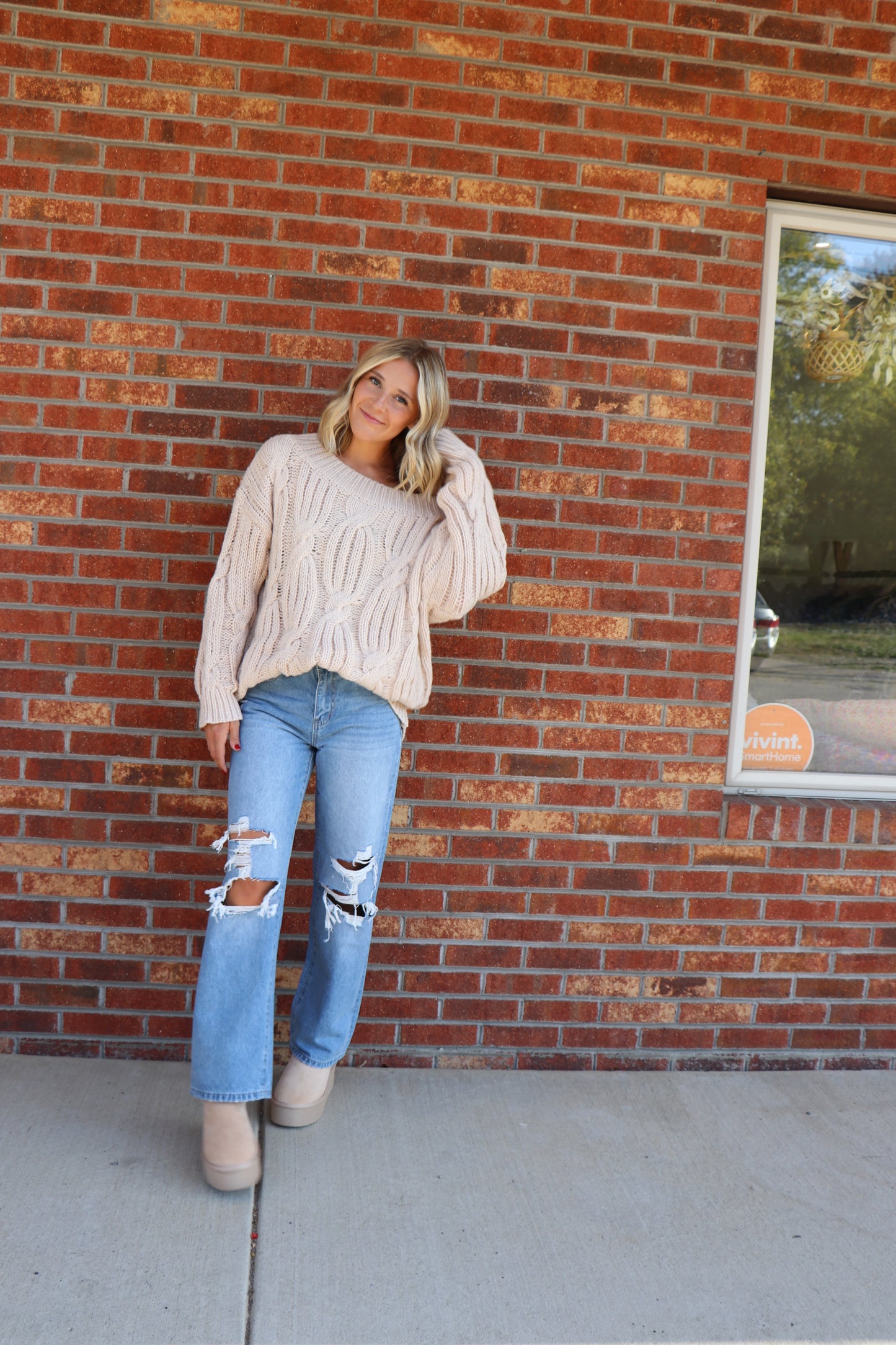 Vervet High Rise Distressed Wide Leg Jeans