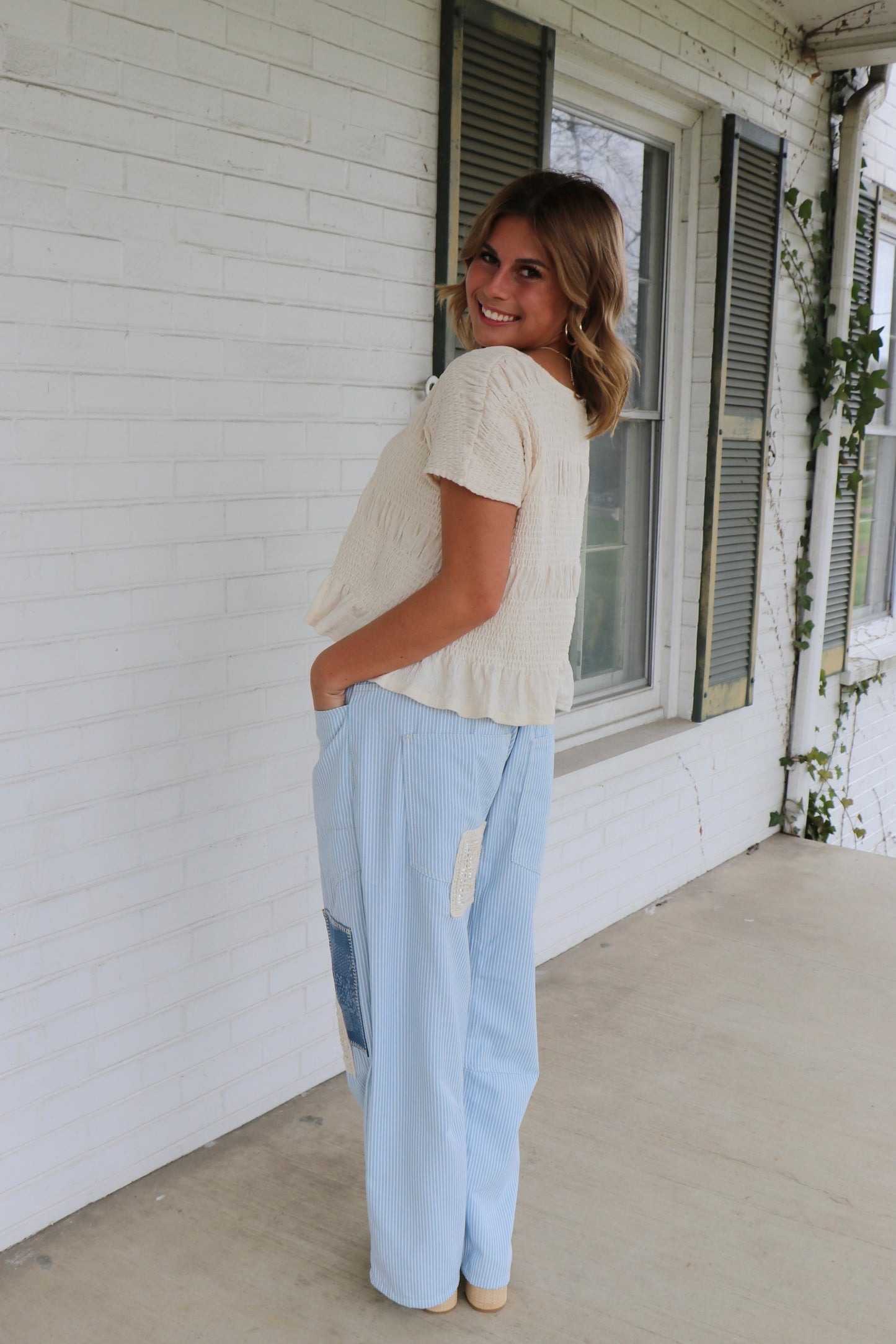 Talk About it Pants in Denim Stripes