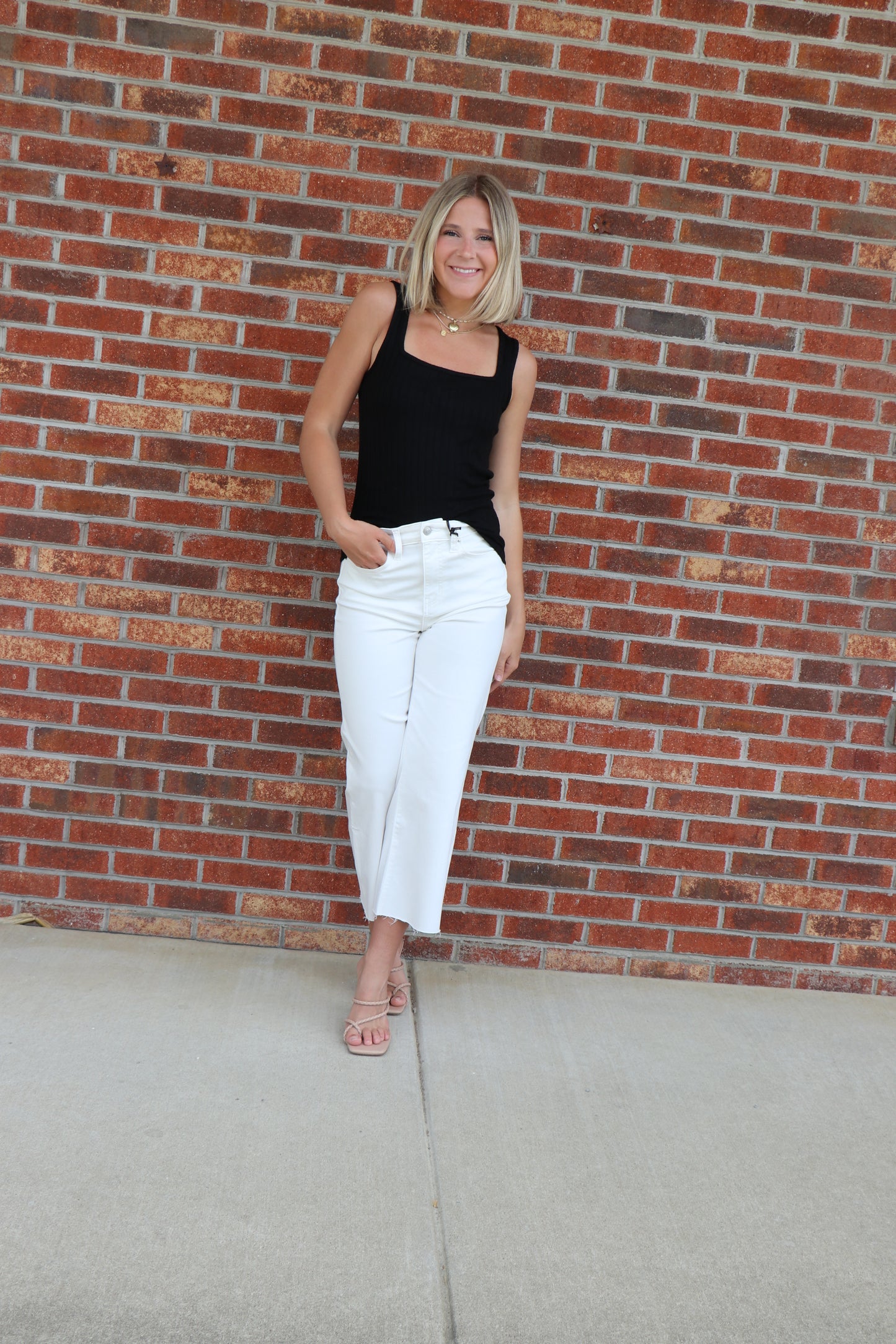 Ribbed Square Neck Tank Top