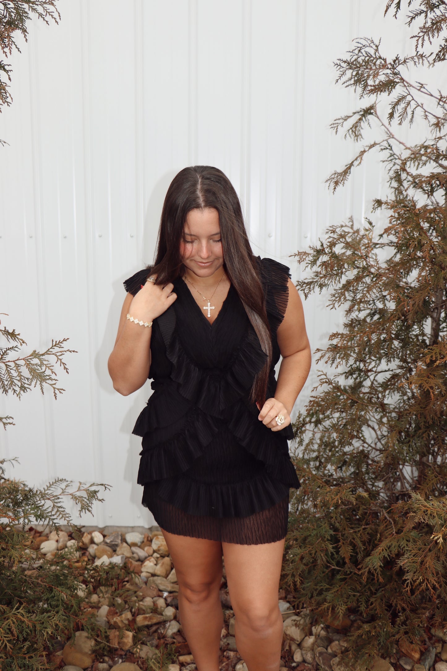 Ruffle Me Up Dress in Black